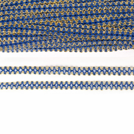 Blue braid with gold along the edge, 1.5 cm, winding 50 m-2