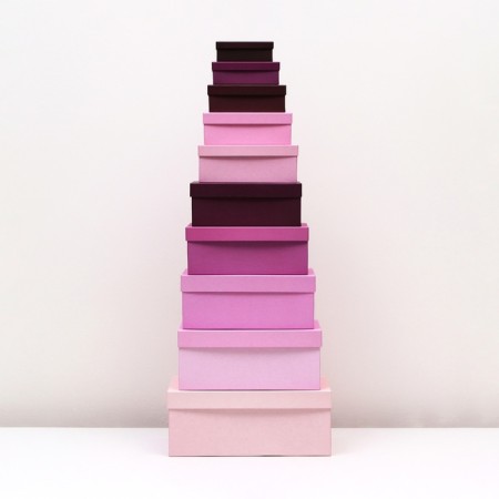 A set of boxes 10 in 1 "lavender" 30.5 x 20 x 13 - 12 x 6.5 x 4 cm-1