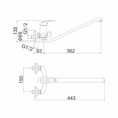 Fashun A2237 bath mixer, one -leaf, pour 360 mm, with a shower set, chrome-1