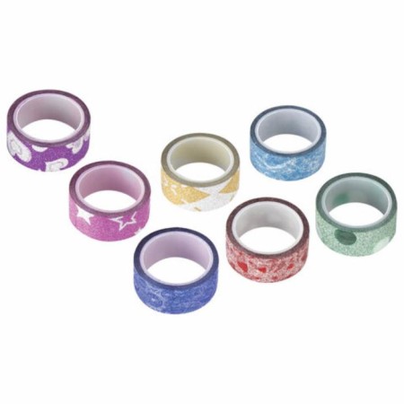 Sticky tape polymer for decor with sparkles "Patterns", 15 mm x 3 m (set 7 pcs)-2