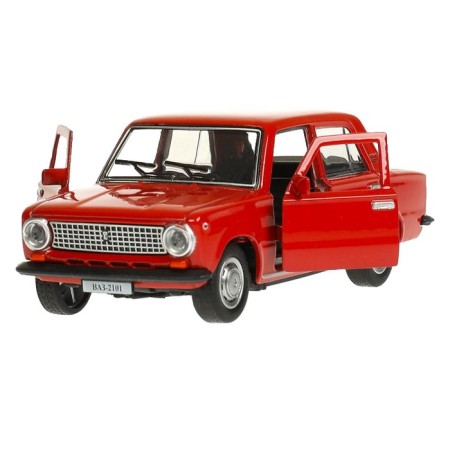 Metal machine "VAZ -2101", retro - model "Kopeika", doors, trunk, inertia, 12 cm, red are opened-3