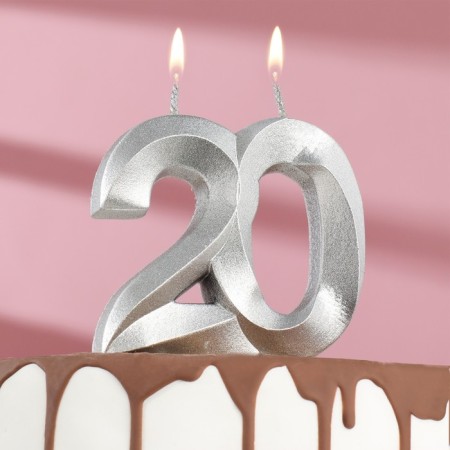 Candle in the cake jubilee "line", number 20, silver
