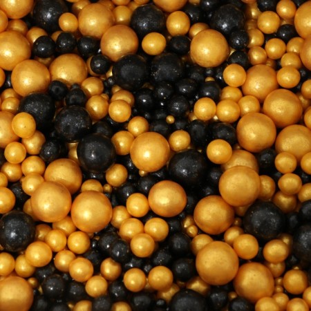 Grain dragee in color confectionery glaze (pearls gold, black) 1.5 kg