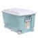 Box for toys on wheels, green color
