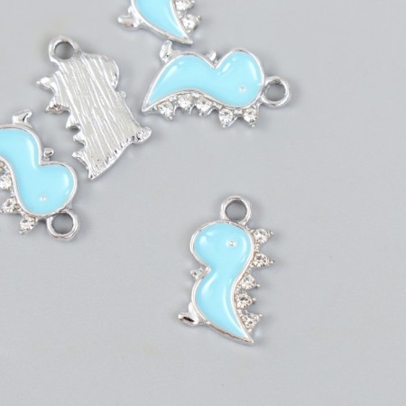 Decor for creativity metal, rhinestones "dinosaurus" silver 0.2x1.1x1.8 cm