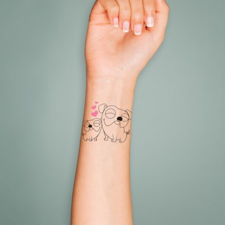 Tattoo on the body black "pugs" 6x6 cm-2