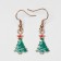 Earrings "New Year" hanging, Christmas trees with a star, green-red color in gold