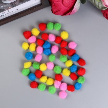 Pompons for creativity, 5 colors, 15 mm, (set of 50 pcs) mix-1