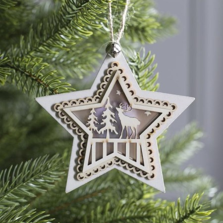 Christmas tree toy "Star with a deer", from batteries, glow warm white-1