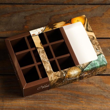 New Year. Confectionery box with a shell 9 pcs "Christmas Morning", 13.7 x 13.7 x 3.5 cm-3