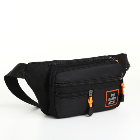 Lightning waist bag, 3 outer pockets, black color