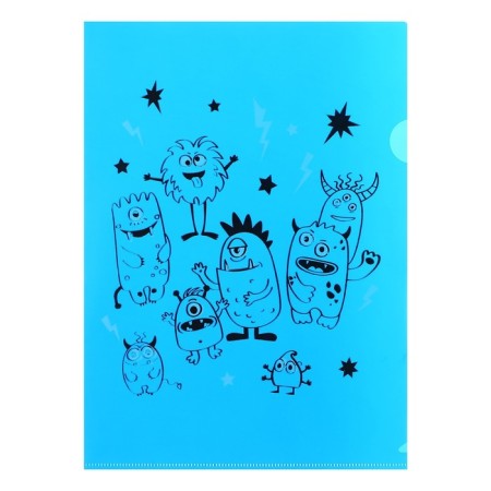 A set of A4, 180 μm folders, calligrata "monsters", translucent, 6 pieces, with print, mix-3