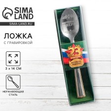 A teaspoon spoon with an engraving “real defender”, in a gift box, 3 x 14 cm.