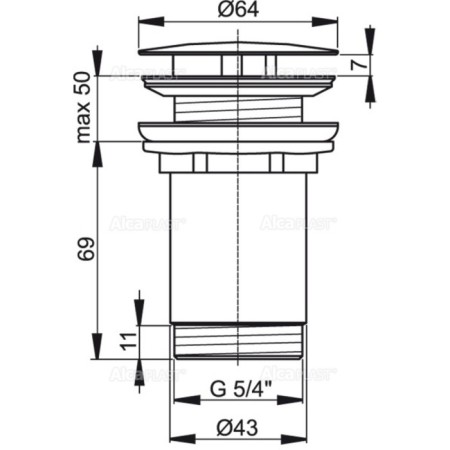 The bottom valve for the Alcaplast a396, Click/Clack 5/4 sink, without overflow-1