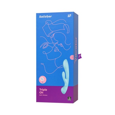 Unrealistic vibrator Satiffyer Triple OH, 24 cm, silicone, blue color-2