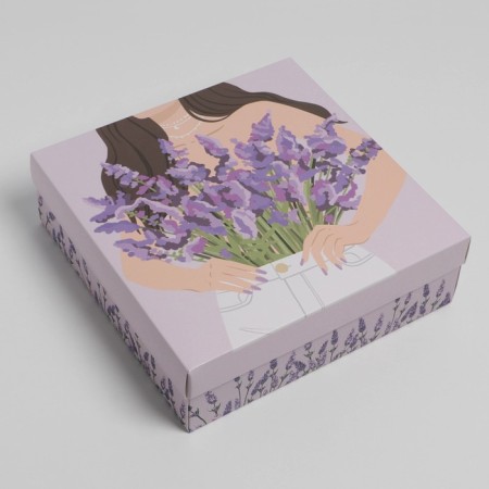 Gift folding box, packaging, "lavender", 26 x 26 x 8 cm-1
