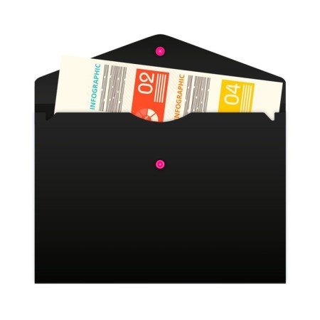 A4, 180 μm button, calligrata, opaque, black, black buttons, up to 120 sheets, mix, mix-4