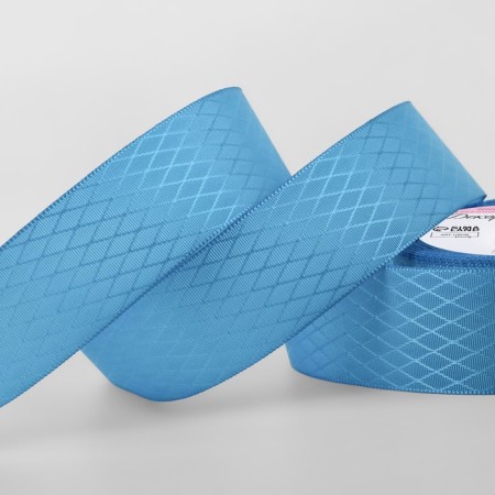 Decorative ribbon "Rombs", 25 mm × 9.1 ± 0.5 m, bright blue color