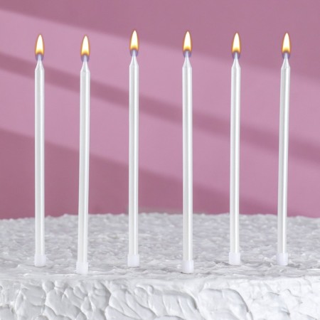 Candles in the Royce cake, 6 pcs, high, 12.5 cm, pearl metallic-5