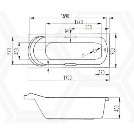 Acrylic Bath Euroleux miamika, 170x70x40 cm, without a frame-4