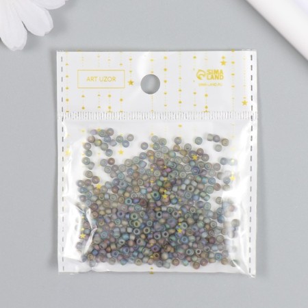 Glass beads 8/0 "matte translucent. Gray gasoline" 10 g-3