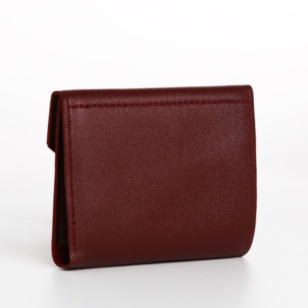 Women's wallet on the button, burgundy color-1