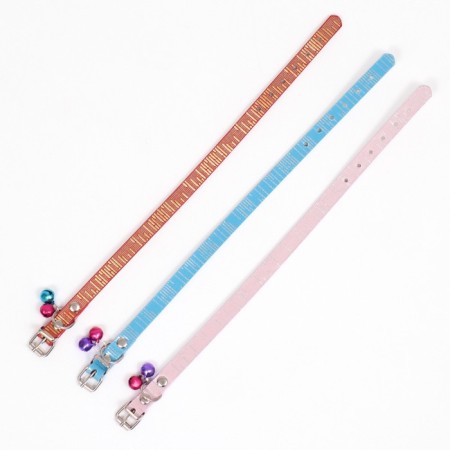 Collar "shiny strip", artificial leather, 31 x 1 cm, mix of flowers-6
