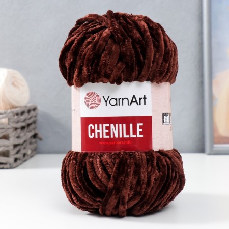 Yarn "CHENILLE" 100% micropoliester 90m/100g (575 chocolate)
