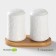 Porcelain set for spices on the bamboo stand Bellatenero "Kracle", 2 items: solo, pounder, white color