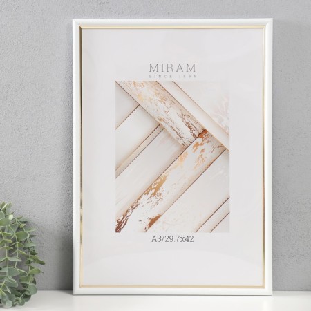 Photo frame Plastic Gallery 29.7x42 cm, (A3) 636461, white with gold (plastic screen)-5