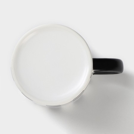 Ceramic mug with a spoon "Abstract", 400 ml, black and white color-6