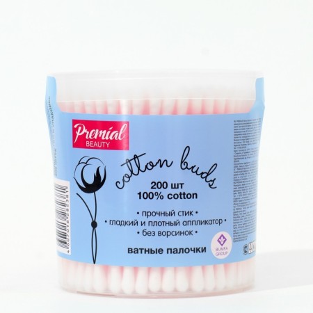 Cotton sticks Premial Classic, glass, 200 pcs.