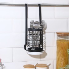 Holder for cutlery for railing, black color