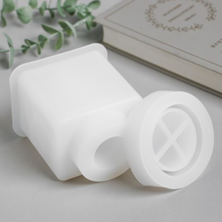 Mold Silicon "Square Bank" with a lid 9.3x9.3x11.8 cm-2