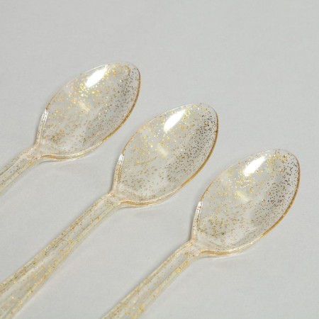 Tablespoons plastic "shine", in a set of 12 pieces, color gold-1