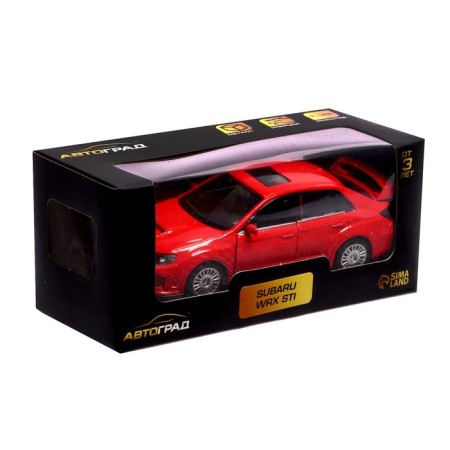 Metal machine Subaru WRX STI, 1:32, inertia, doors open, red color-4