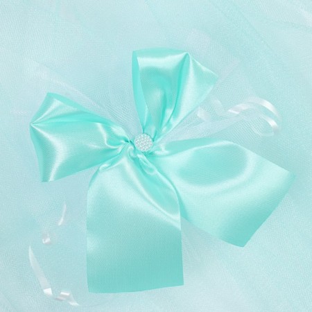 A set for decorating a car from tulle: 2 tapes per hood, 1 bow on a radiator, 4 bow on pens, turquoise-5