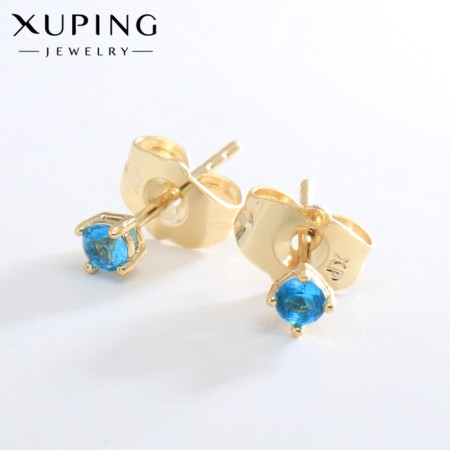 Earrings with rhinestones Xuping Cuts authenticity, blue color in gold