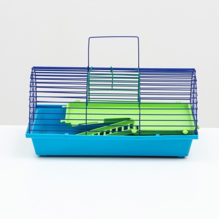 A semicircular rodent cell with a plastic shelf and ladder, 36 x 24 x 22 cm Mix of flowers-1