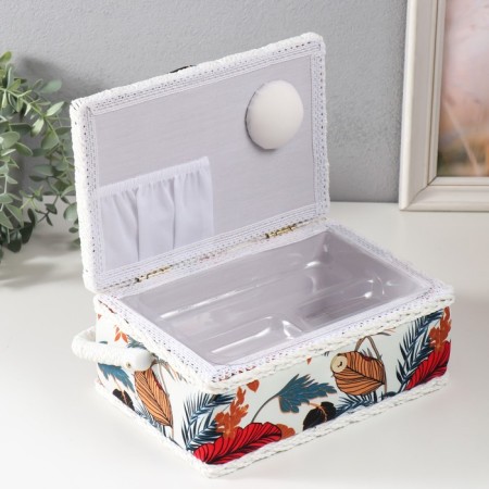Casket for needlework "Tropical leaves" 24x16x11 cm-2