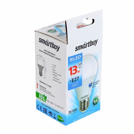 Smartbuy, E27, A60, 13 W, 6000 K, cold white light lamp-1