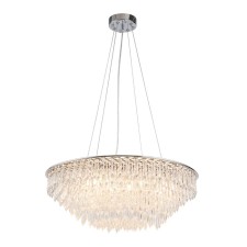 Suspended Indigo lamp, 12028/8p Chrome. 8x40W, G9, 610x610x235/1030 mm, color transparent color