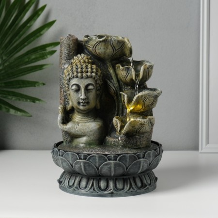 The desktop fountain from the network, backlight "Buddha in the palm" gray 20.5x20.5x27 cm-1