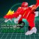 A robot with a dinobot transformation, light and sound effects, red colors