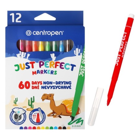 Flomasters 12 flowers Centropen 2510 Perfect, 3.9 mm non -drying, cardboard packaging, euro suspension