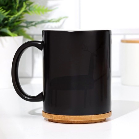 Sublimation mug "Dop and leave", chameleon, black color, volume 320 ml-2