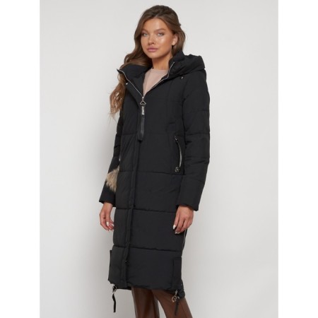 Coat insulated winter female, size 44, black color-1