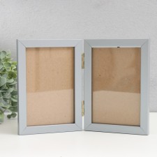 Photo frame plastic 10x15 cm, double vertical, silver