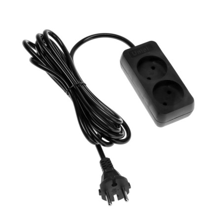 Extension cord Uniel Standart, 2 outlets, 3 m, 10 a, 2500 watts, without salary, black-2