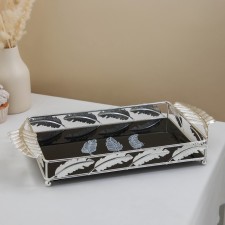 Feather stand for desserts, 35 × 22.5 × 6, silver metal color